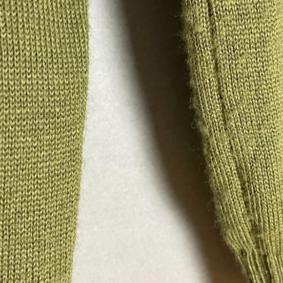 Wool Sweater Rabbit Patch Quirky Green Turtleneck Long Sleeve Bunny Pullover - Picture 11 of 12